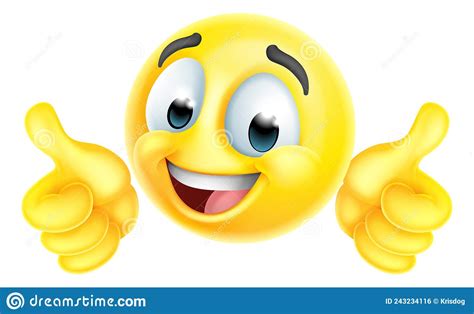 Thumbs Up Happy Emoticon Cartoon Face Vector Illustration