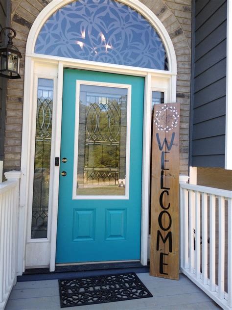 Went Bold And Painted The Front Door Teal I Love It With The Grey