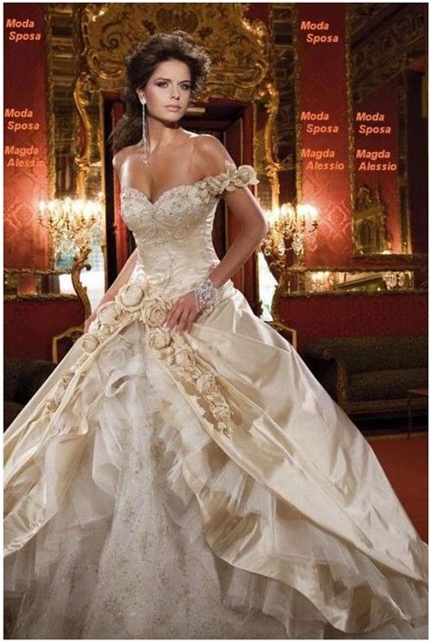 Champagne Satin One Shoulder Sweetheart Embroidery Flower Ball Gown Wedding Dresses Wedding
