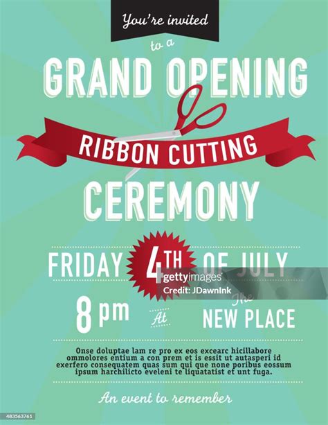 Grand Opening Ribbon Cutting Invitation Design Template High Res Vector