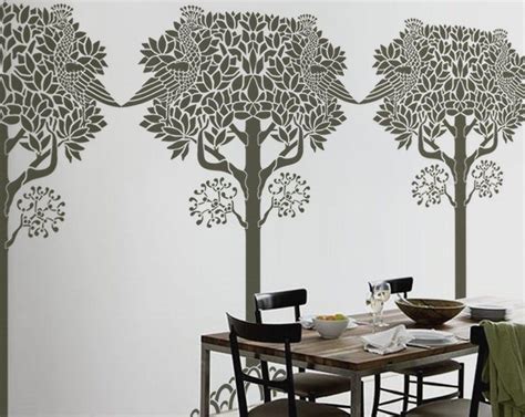 Stencil Art Deco Tree Stencil With Birds 6 Feet Tall Reusable For