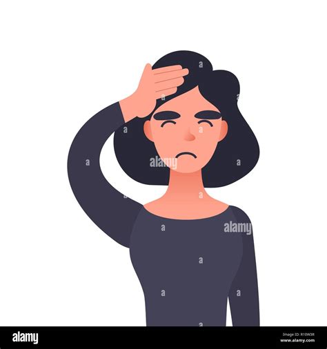 Frustrated Woman With Headache Cartoon Vector Female Character With