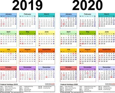 2019 2020 Year At A Glance Printable