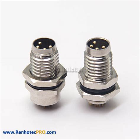 M8 Female Connector With Solder Cups 4 Pin Waterproof Panel Mount
