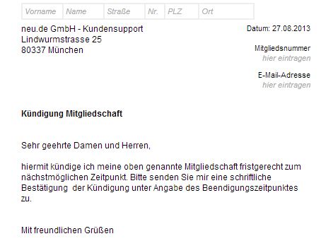 Jetzt sportverein sicher und schnell kündigen. Neu.de kündigen - Vorlage - Download - CHIP