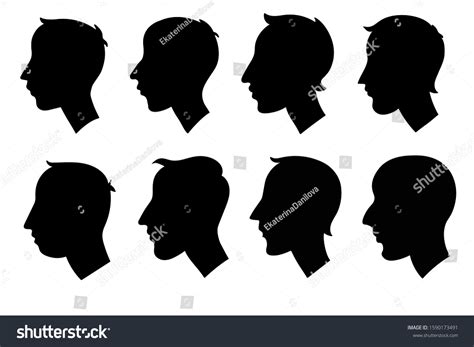 Set Man Silhouettes Retro Profiles Different Stock Vector Royalty Free
