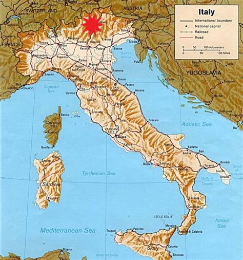 Italy This Map Of Italy Shows The Dolomites Top Centre Of The Map