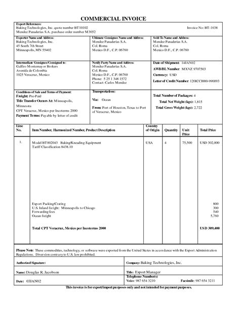 Commercial Invoice Sample Invoice Template Ideas