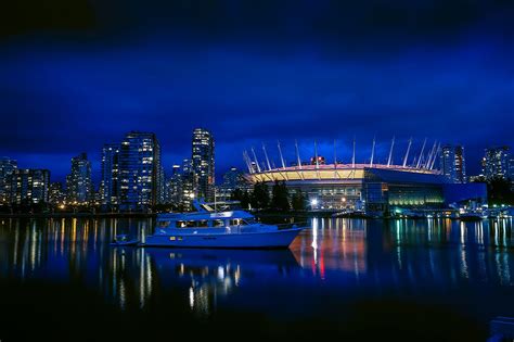 Canada Houses Rivers Marinas Motorboat Evening Vancouver Hd