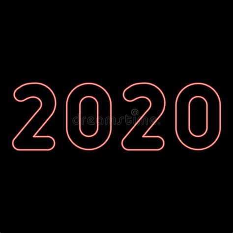 Neon 2020 Textsymbole Neujahr Buchstaben Rot Farbe Vektor Bild Flach