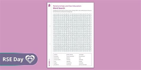 Word Search Rse Relationships And Sex Education Vocabulary