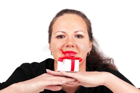 Woman With Present Box Stock Image Image Of Look Celebration 17502949
