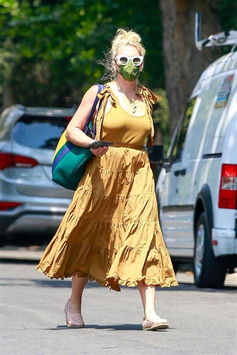 Braless Busy Philipps Looks Radiant In Yellow While Visiting A Friend