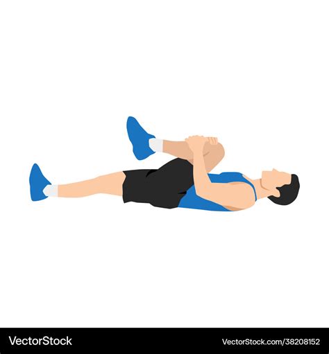 Knee To Chest Lower Back Stretch Exercise Vector Image