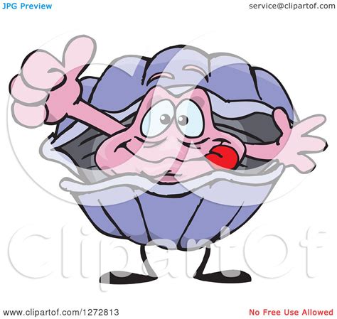 Clipart Of A Happy Clam Giving A Thumb Up Royalty Free Vector