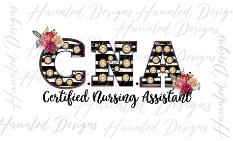 Cna Certified Nursing Assistant Stripe Clip Art Flower Design Png