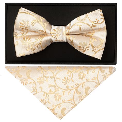 Caramel Floral Mens Bow Tie And Handkerchief Set