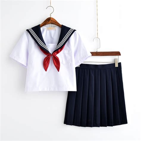 White Schoolgirl Uniform Japanese Class Navy Sailor India Ubuy