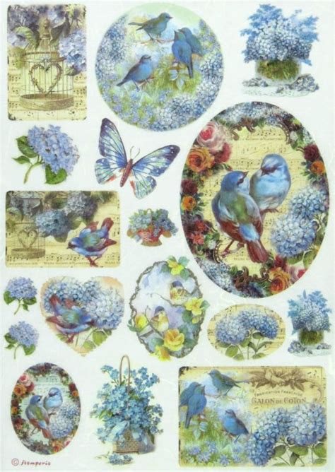 Rice Paper For Decoupage Scrapbook Sheet Craft Paper Birds And Blue