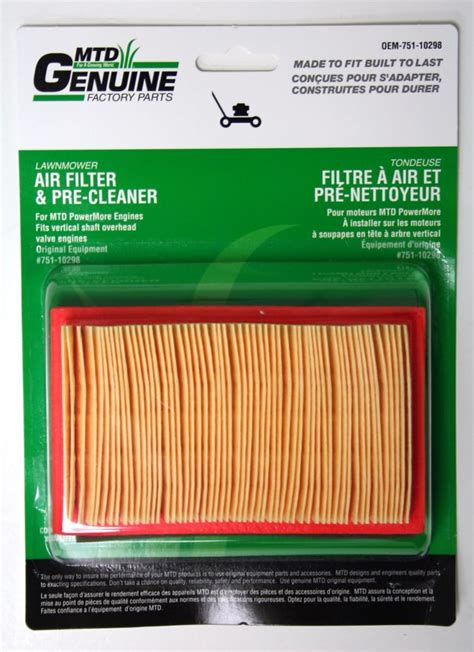 Mtd Air Filter Cartridge For 19 Inch Cub Cadet Lawn Mower The Home