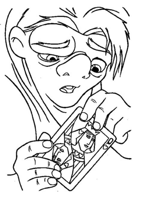 Quasimodo With Card Of Queen The Hunchback Of Notre Dame Coloring Page