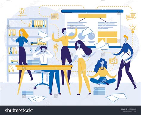 Work Rush Office Chaos Busy Nervous Stock Vector Royalty Free