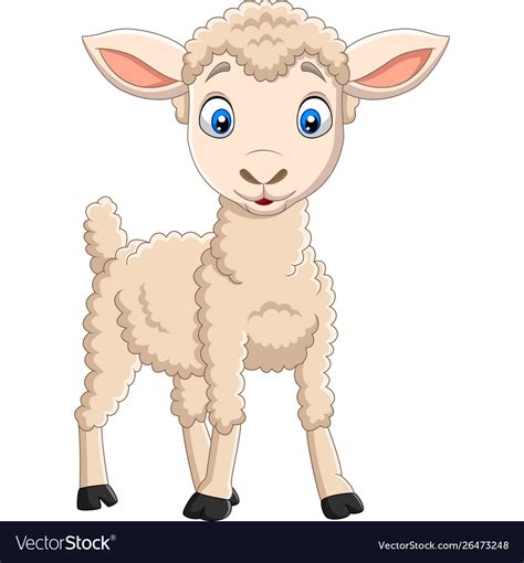 Cartoon Happy Lamb Isolated On White Background Vector Image