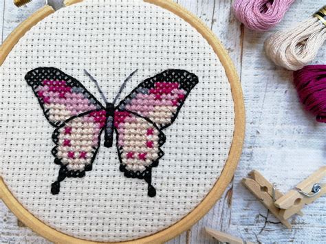 Pretty Butterfly Cross Stitch Kit Butterfly Embroidery Cross Etsy
