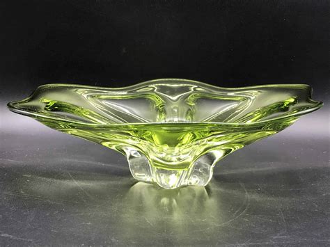 Mid Century Italian Murano Green Glass Bowl — Antiques Arena