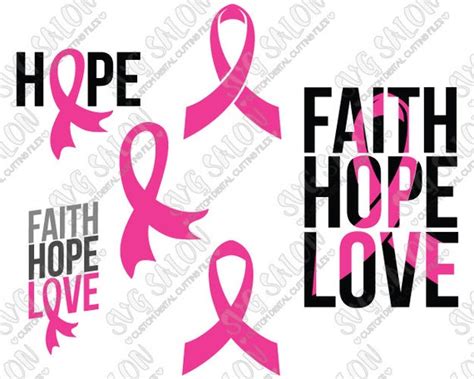 Svg Faith Hope Love Breast Cancer Awareness Ribbon By Svgsalon