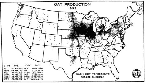 1899 Oat Production In The Us United States Map Map Gilded Age