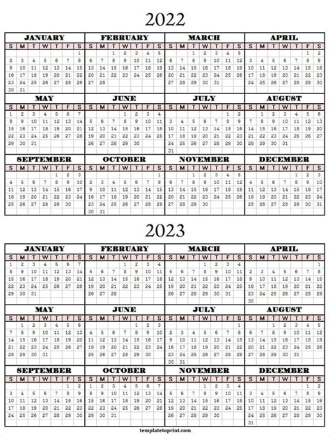 2022 2023 Two Year Calendar Free Printable Pdf Templates Images