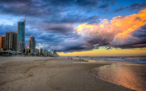 Sunset Clouds Di Pantai Hd Desktop Wallpaper Lebar Definisi Tinggi