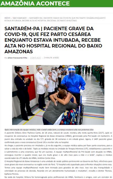 Amazônia Acontece Paciente Grave Da Covid 19 Que Fez Parto Cesárea