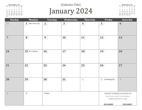 Printable 2024 Monthly Calendar