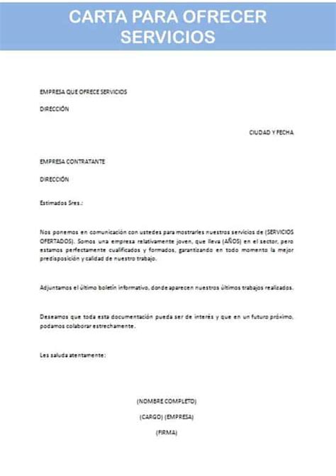 Carta Para Ofrecer Servicios Ejemplo Y Modelo Descargable