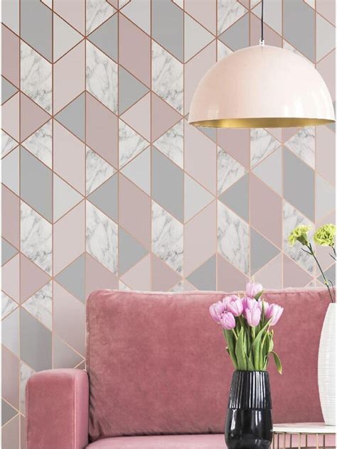 Sublime Marble Blush Geo Wallpaper Shopstyle