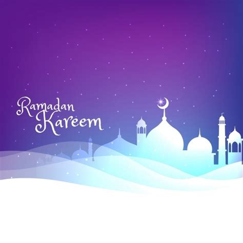 Free Vector Colorful Ramadan Background With Mosque Silhouette
