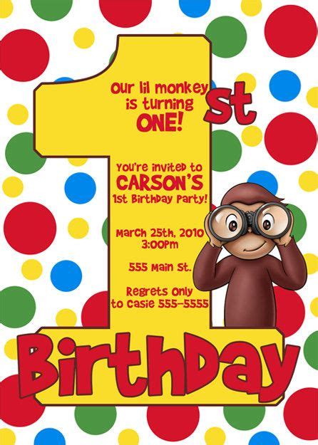 Curious George Invitation by digiparteeshop on Etsy, $10 ...