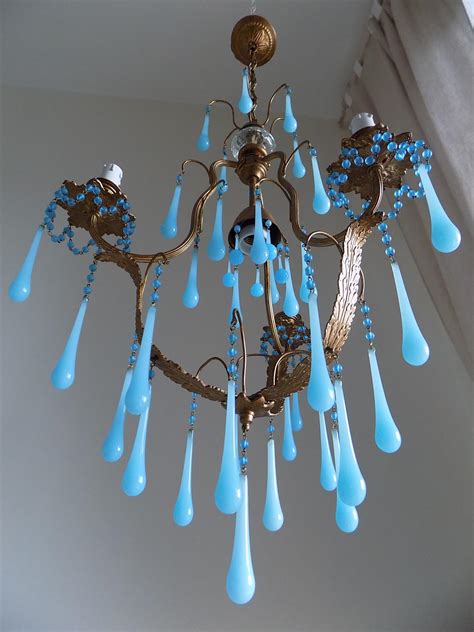 Murano Blue Opaline Drops Chandelier Lorella Dia