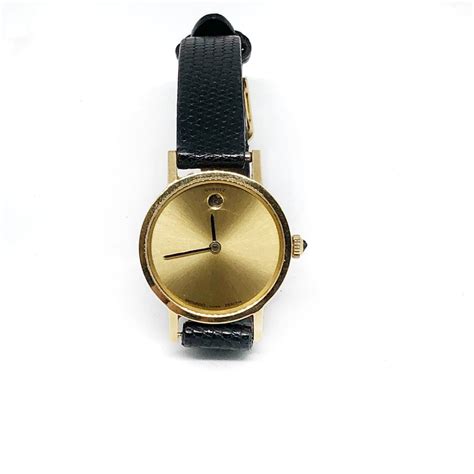 14k Solid Gold Movado Watch Women Working Wristwatch Leather Etsy