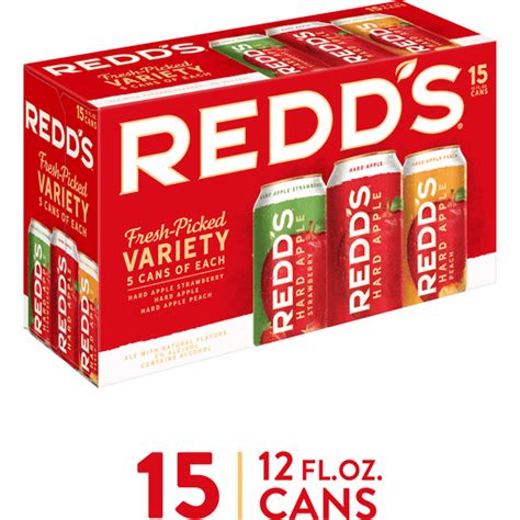Redds Hard Apple Variety Pack Ale Beer 15 Pack 12 Fl Oz Cans 5
