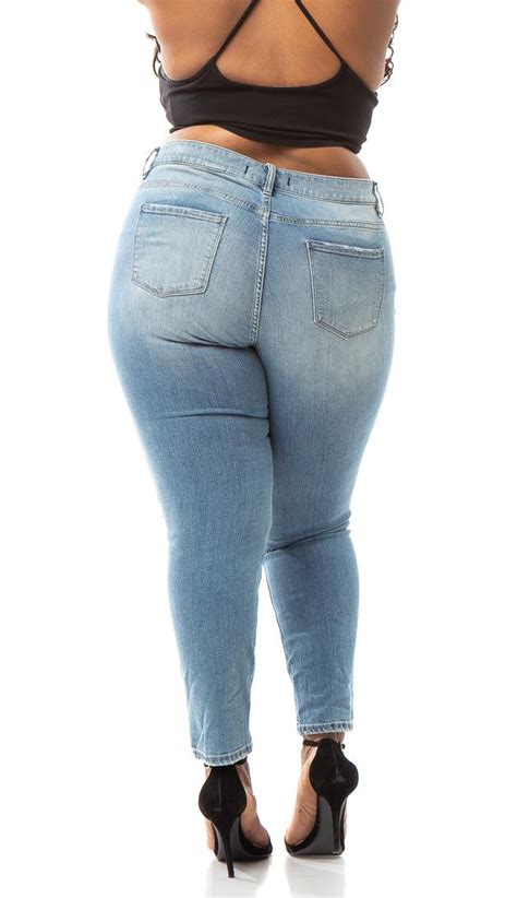 Plus Size Mica Low Rise Skinny Jeans Light Blue Denim