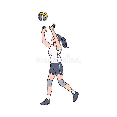 Women Volleyball Player Character Vector Illustration In Sketch Style Isolated Stock Vector