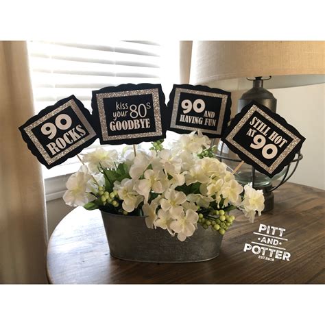 Delight mom, grandma, or another special lady who is turning 90. 90th Birthday, 90th Birthday Party Decorations, Birthday Centerpieces, Birthday Centerpieces for ...