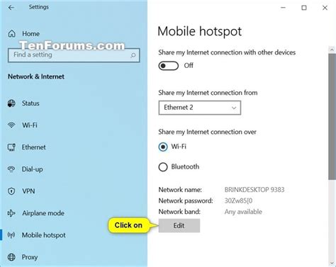 Turn On Or Off Mobile Hotspot In Windows 10 Tutorials