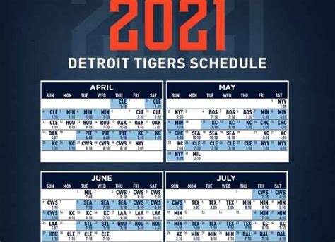2021 Detroit Tigers Team Schedule Tickets Available Printable Schedule