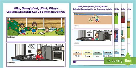 Colourful Semantics Activities Cut Up Sentences Twinkl