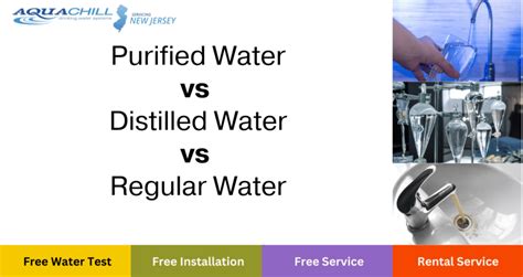the key differences of purified vs distilled vs regular water