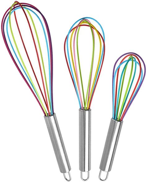 Whisk Silicone 3 Piece Kitchen Whisk With Stainless Handle Whisk Small